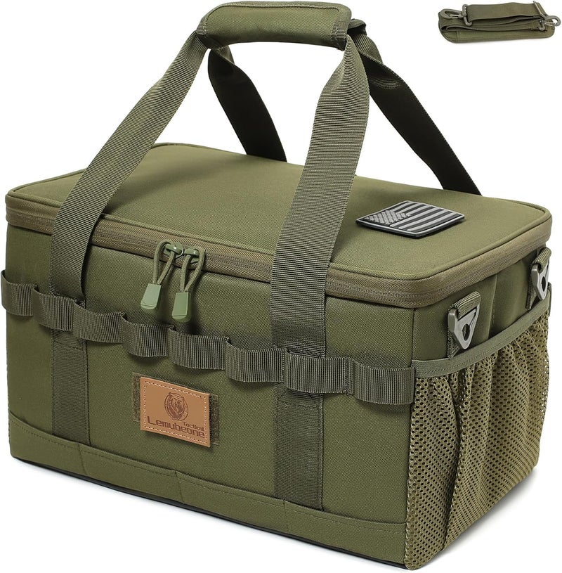 Lemubeane Tactical Camping Storage Bag 18L Tactical Utility Tote Bag Camping Cookware Organizer Trunk Organizer (Army Green) - Image 1